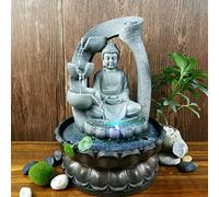 Fuente de Agua de Buda de Resina de luz LED Que Fluye Oficina en casa Escritorio Fengshui Decoración(220V, European Standard)