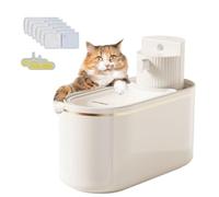 Fuente de agua de cerámica para mascotas, dispensador inalámbrico con bomba silenciosa para gatos y perros, fuente de agua automática de 5000 mAh