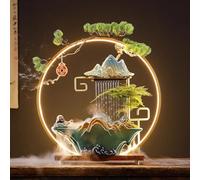 Fuente de agua de mesa con niebla relajante, decoración zen interior para relajación de escritorio de oficina, diseño de Feng Shui de cerámica de 15 pulgadas para buena suerte