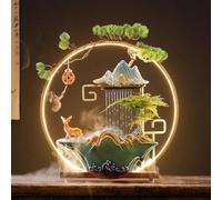 Fuente de agua de mesa con niebla relajante, decoración zen interior para relajación de escritorio de oficina, diseño de Feng Shui de cerámica de 15 pulgadas para buena suerte