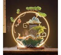 Fuente de agua de mesa con niebla relajante, decoración zen interior para relajación de escritorio de oficina, diseño de Feng Shui de cerámica de 15 pulgadas para buena suerte