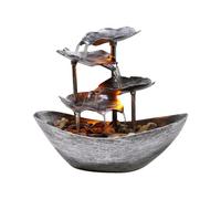 Fuente de agua de mesa - Fuente cascada pequeña de 4 niveles con decoración de fuente interior de hoja de | Ornamento cascada para oficina, bomba de fuente de mesa USB automática con