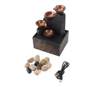 Fuente de Agua de Mesa USB con Luz LED, Mini Fuente Interior para Atraer Riqueza con Adorno de Guijarros, para la Sala de Estar del Hogar