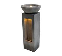 Fuente de agua eléctrica "SERENITY FALLS" | Diseño tipo piedra | Cemento resistente | 105x40x40cm| LED blanco cálido | Bomba silenciosa | Cable 7m | Cepillo incluido | Deco Exterior