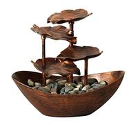 Fuente de agua en cascada de hojas con luces LED, fuente de jardín en cascada para decoración de mesa interior y exterior, carga USB