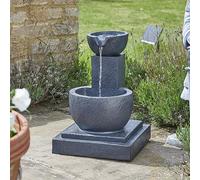 Fuente De Agua Exterior Fengshui Gris Con Energía Solar Y Batería