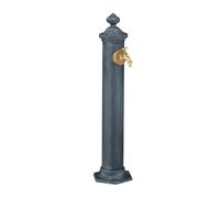 Relaxdays Fuente de Agua de Estilo Antiguo, con Grifo Jardín, 84x21,5x25 cm, Terraza, Patio, Decorativa, Gris, Hierro Fundido