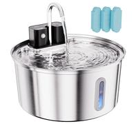 Fuente de agua inalámbrica para gatos - 3,2 L, fuente de agua automática para gatos, inalámbrica, de acero inoxidable, funciona con pilas, dispensador de agua recargable para gatos, cachorros