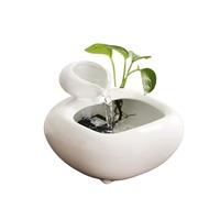 Fuente de Agua Interior Fuente de Escritorio de cerámica for circulación de Agua, invitación de Riqueza, decoración de Oficina, Mesa de té, pequeña decoración Fuente de Cascada de Mesa(Blanco)