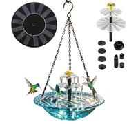 Fuente de agua para aves - Cascada, resistente a la intemperie, decorativa - Fuente de agua solar para baño de pájaros,para Atraer Alimentar Colibríes Vida Silvestre Estanque Jardín Patio Porche