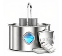 Fuente de agua para gato inalámbrica 3,2 L con detector de movimiento y 2 filtros de repuesto, acero inoxidable, silencioso, indicador de nivel de agua, 1 cepillo de limpieza, para perros pequeños