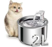 Fuente de agua para gatos, bomba ultrasilenciosa interior de acero inoxidable, dispensador automático de 2L/1,899.4 g, filtrado, fuente de agua para múltiples mascotas