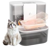 Fuente de agua para gatos con calefacción, sin filtros, separación de aguas residuales, cuenco de cerámica que evita la barbilla negra, dispensador de agua inalámbrico automático de 4.5 L para gatos y