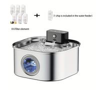 Fuente de agua para gatos de 3L con sensor de inalámbrica de acero inoxidable, bebedero automático para gatos y perros, dispensador para mascotas, sin enchufe USB de 5V 1A, filtros opcionales