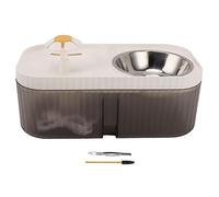Fuente de Agua para Gatos y Cuenco de Comida, 2 en 1, dispensador de Agua para Mascotas, Fuente de Flores automática silenciosa de 3 litros con Bomba Inteligente para Gatos, (White)
