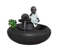 Fuente de agua para interiores, de cerámica, decorativa, cascada de meditación zen con bomba sumergible para relajación y decoración del hogar