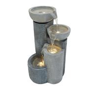 Fuente de Agua para Jardín Eléctrica con Cuencos en Cascada y Luz LED, Fuente Exterior Decorativa Efecto Piedra para Terraza y Patio, Bomba Silenciosa - Tranquil Tiers