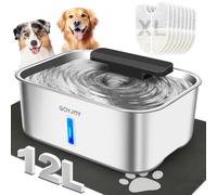 Fuente de agua para perros grandes, fuente de agua de acero inoxidable de 3 galones, fuente de agua grande para mascotas con área de beber más profunda, diseño de filtración vórtice con agua más