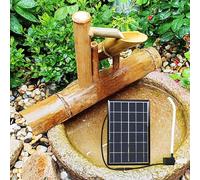 Fuente de agua solar - Bambú mecedora japonés para exteriores con bomba, panel solar de 6 W, filtro de agua y tubo de agua de 2 m para césped, jardín, patio trasero, 31 pulgadas