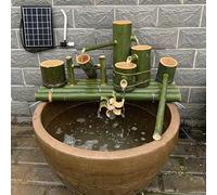Fuente de Agua Solar de bambú con Panel Solar, Cascada de jardín al Aire Libre de Estilo japonés, Adorno Decorativo Zen for Patio y Patio japonés(65CM)
