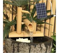 Fuente De Agua Solar En Bambú Con Bomba Interiores Y Exteriores,Decoración Para Jardín,Terraza Y Estanque Zen,Decoración Zen Para Exterior,Patio,Estanque,Fuente De Agua Mecedora Japonesa L 40CM
