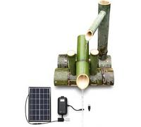 Fuente De Agua Solar En De Bambú Alimentada, Fuente De Bambú Alimentada, Fuente De Jardín Japonesa,Boquilla De Cascada,Fuente Para Exteriores,Hecha A Mano,Decoración Terraza,Estanque Zen L 25cm