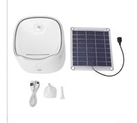 Fuente de agua solar para gatos de 2 litros de circulación automática para mascotas con panel monocristalino para uso en jardín al aire libre (blanco)