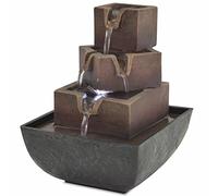 Fuente de Agua ZEYUAN con luz LED, Poliresina, Decoración Interior, Cascada de Agua, Gris