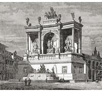 Fuente de Alejandro Severo Roma Italia. Solo las ruinas de esta fuente ahora permanecen en la Piazza Vittorio Emanuele II. De la Historia Universal Ilustrada de Cassell publicada en 1883. Impresión de