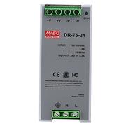 Fuente de Alimentación 24V 3A DIN Rail DR-75-24 con Salida Estable para Iluminación LED Industrial y Automatización, Bajo Consumo y Alta Eficiencia