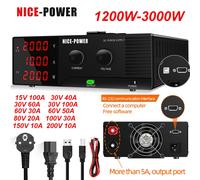 Fuente de alimentación CC de laboratorio de banco NICE-POWER 3000W, con interruptor de salida Control de Software RS232, 15V 100A, 30V 60A 80A,80V 20A,200V 10A 30V 40A 1200W