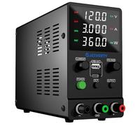 Fuente de alimentación CC Variable, 0-120V 0-3A Fuente de alimentación de Banco regulada CC con Carga rápida USB y Tipo C, Perilla codificadora,Interruptor de Encendido/Apagado de Salida Jesverty