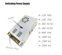 Fuente de alimentación conmutada de 600W, pantalla Digital de voltaje regulable, CC de 0-12V, 24V, 36V, 48V, 60V, 100V, 120V, 150V, 200V, 10A, 50A, CA(0-200V 3A)