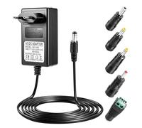 Fuente de alimentación de 24 V, 1,5 A, adaptador de CA de 36 W con conector CC, entrada de CA 100 - 240 V, 50/60 Hz, cable de 2 m con indicador LED y 5 enchufes adaptadores, 24 V 1,5 A para tiras LED