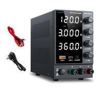 Fuente de alimentación de Laboratorio Ajustable 120V 3A Fuente de alimentación Regulable de CC con USB-A/Tipo-c Pantalla LED de 4 dígitos Fuente de alimentación reguladora de codificador de Banco