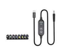 Fuente de alimentación tipo C a CC de 5,5 mm, capacidad de 100 W, 5 selección de potencia, 5-20 V, variable a través de gestión integrada, 8 adaptadores, cable de carga para portátiles