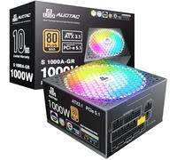 Fuente de alimentación totalmente modular de 1000 W, certificado 80+ Gold con cable de 12 V-2 x 6, compatible con ATX 3.1 y PCIe 5.1, ventilador inteligente RGB de bajo ruido de 140 mm, condensadores