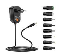 Fuente de alimentación universal de 24 W CA a CC 3 V 4,5 V 5 V 6 V 7,5 V 9 V 12 V 2 A DC fuente de alimentación con 8 conectores DC para electrónica doméstica como tira LED Router CCTV Camera, 2000 mA