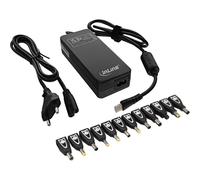 Fuente de alimentación universal en línea para portátiles, 90 W 100-240 V, negra con 12 enchufes intercambiables