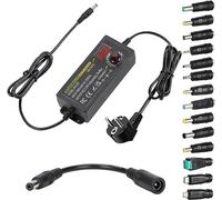 Fuente de alimentación Universal Regulable, 3 V ~ 24 V 3A 72W Adaptador de Corriente Ajustable, 100 V-240 V AC a DC Converter con Pantalla de tensión LED y 14 Puntas y Cable de polaridad