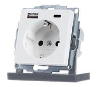 Fuente de alimentación USB SCHUKO 2 veces blanco puro - Contacto protector de toma de corriente 2... | Gira | 245903 | Toma de corriente / enchufe