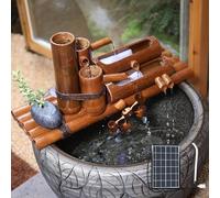 Fuente De Bambú: Fuente De Agua Tradicional Japonesa De Bambú Con Movimiento Oscilante, Bomba Y Rueda Hidráulica; Incluye Panel Solar De 6 W Y Flujo De Agua Escalonado(60cm)