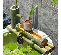 Fuente de bambú hecha a mano, kit de bomba de agua solar, fuente de agua circulante estilo zen feng shui, adorno acuático para acuario de interior, fuente para estanque de jardín en el patio trasero.