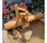 Fuente de bambú japonesa alimentada por energía solar, fuente de agua tranquila al aire libre para jardines, patios y patios, ideal para espacios de relajación y ambiente zen