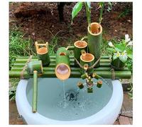 Fuente de bambú para decoración de jardín japonés, cascada de estanque interior y exterior con bomba, 35 cm, paisaje acuático para pecera, patio