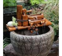 Fuente de bambú para jardín, hecha a mano, con bomba, esculturas, estatuas, artesanías, decoración de jardín, cascada, exterior, estilo japonés, 50 cm, fuente de interior, fuente zen (un color, 40 cm
