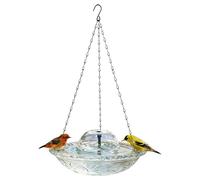 Fuente de baño de pájaros - Estética con collar de metal y agua clara en cascada | Aves acuáticas al aire libre,para jardín, patio, , árbol, colibrí, pinzón, periquito, loro