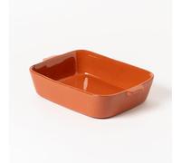 Fuente de Barro para Horno 29x23x7 cm, Cazuela de Barro Esmaltada, Fuente Rectangular para Horno, Alfarería Tradicional para Carnes y Pescados