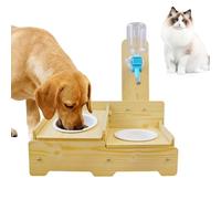 Fuente de bebida para perros,Base antideslizante con 2 bandejas - Dispensador de agua ajustable para gatos y comederos | Para cachorro gatito gato mascota interior casa sala de estar balcón