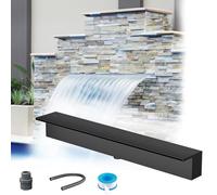 Fuente de Cascada de Acero Inoxidable con vertedero para Piscinas y Patios Interiores/Exteriores: Elegante Boquilla rociadora con Accesorios completos para un paisajismo Impresionante y un a